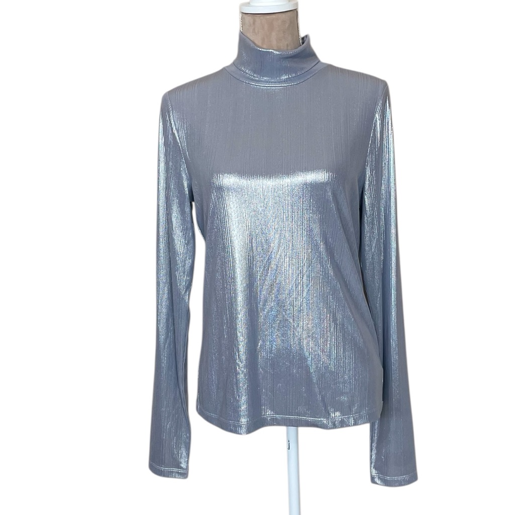 Euc Kate Spade Metallic Silver Turtleneck Top (D-1)